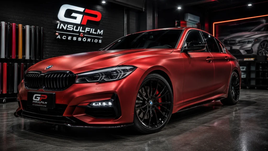 Envelopamento automotivo em vermelho - GP Insulfilm & Acessórios