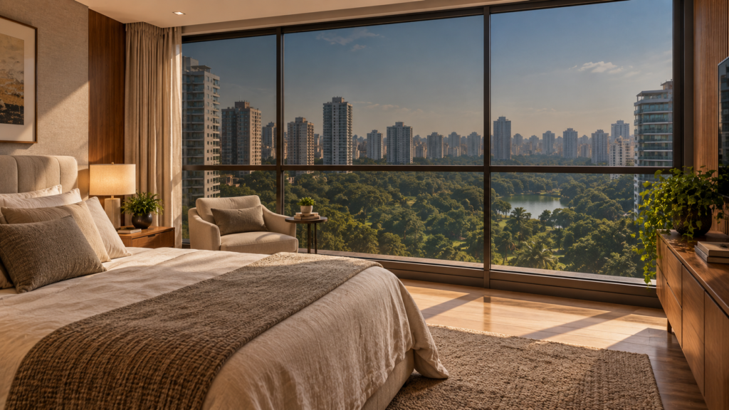 Quarto com janela protegida por insulfilm residencial em Icaraí Título: Insulfilm para Quartos em Icaraí